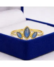 Labradorite Gemstone Ring – Gold Plated 925 Sterling Silver