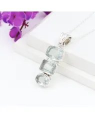 Elegant 925 Sterling Silver Aquamarine Pendant - Handmade Jewelry Gift