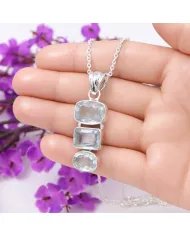 Elegant 925 Sterling Silver Aquamarine Pendant - Handmade Jewelry Gift