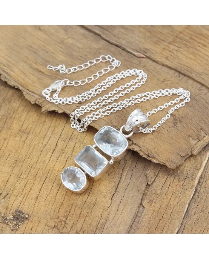 Elegant 925 Sterling Silver Aquamarine Pendant - Handmade Jewelry Gift