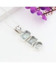 Elegant 925 Sterling Silver Aquamarine Pendant - Handmade Jewelry Gift