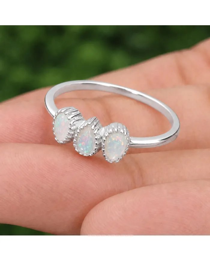 Natural Ethiopian Opal Ring – Handmade 925 Sterling Silver Jewelry