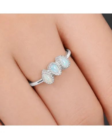Natural Ethiopian Opal Ring – Handmade 925 Sterling Silver Jewelry