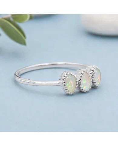 Natural Ethiopian Opal Ring – Handmade 925 Sterling Silver Jewelry