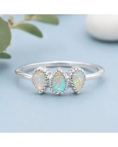 Natural Ethiopian Opal Ring – Handmade 925 Sterling Silver Jewelry