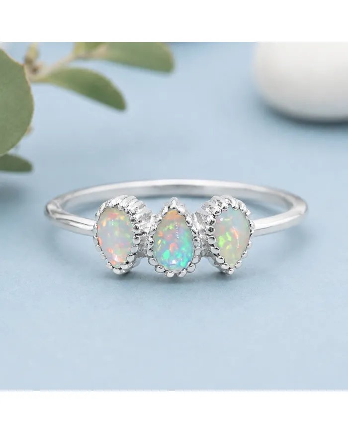 Natural Ethiopian Opal Ring – Handmade 925 Sterling Silver Jewelry