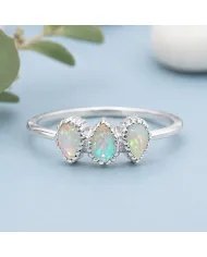 Natural Ethiopian Opal Ring – Handmade 925 Sterling Silver Jewelry