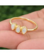 Elegant Ethiopian Opal Ring – 925 Sterling Silver with Gold Plating