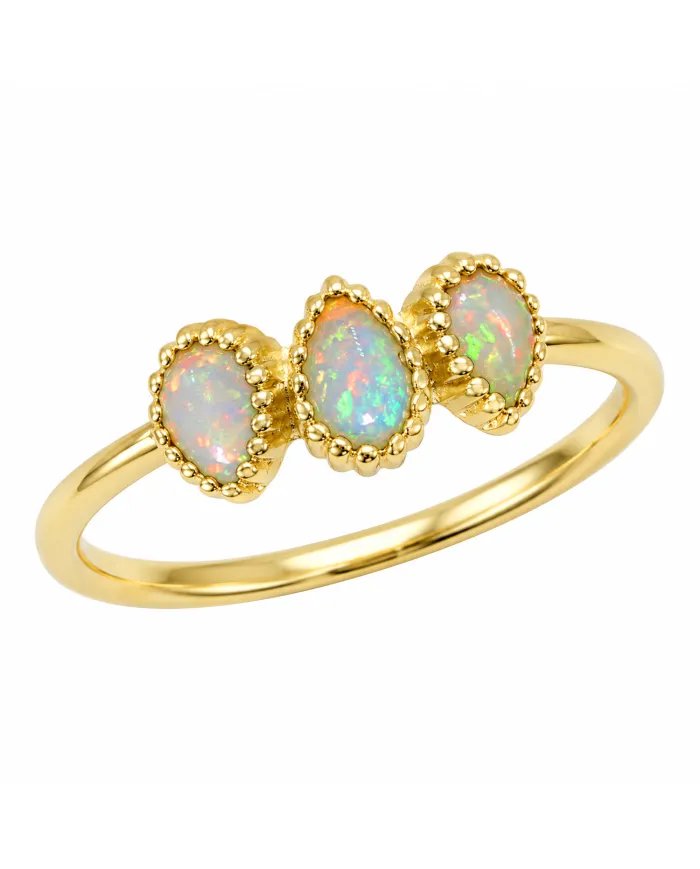 Elegant Ethiopian Opal Ring – 925 Sterling Silver with Gold Plating