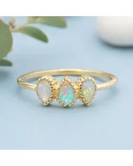 Elegant Ethiopian Opal Ring – 925 Sterling Silver with Gold Plating