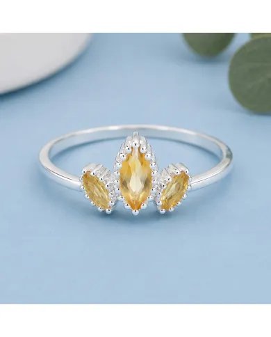 Citrine Gemstone Ring - 925 Sterling Silver Minimalist Handmade Jewelry