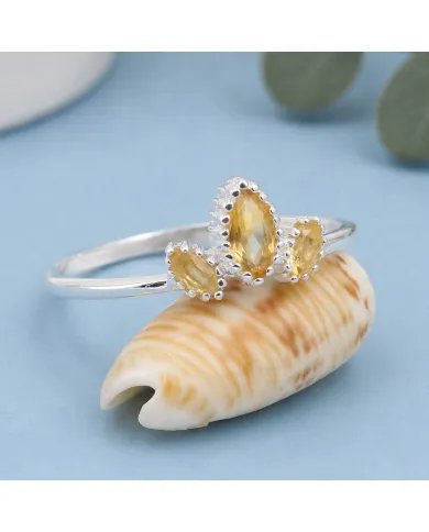 Citrine Gemstone Ring - 925 Sterling Silver Minimalist Handmade Jewelry