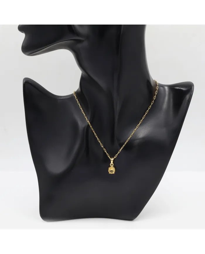 Citrine Pendant - Gold Plated 925 Sterling Silver Birthstone Jewelry