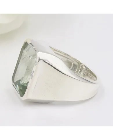 Green Amethyst Statement Ring - 925 Sterling Silver Gemstone Jewelry