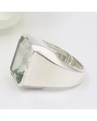Green Amethyst Statement Ring - 925 Sterling Silver Gemstone Jewelry