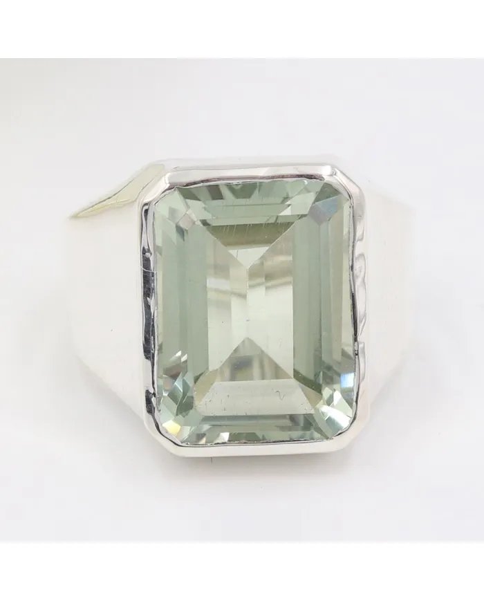 Green Amethyst Statement Ring - 925 Sterling Silver Gemstone Jewelry