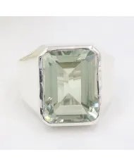 Green Amethyst Statement Ring - 925 Sterling Silver Gemstone Jewelry