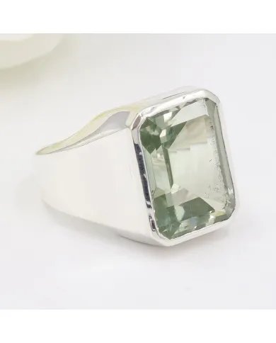 Green Amethyst Statement Ring - 925 Sterling Silver Gemstone Jewelry