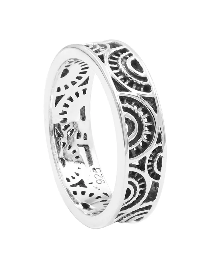 Oxidized 925 Sterling Silver Band Ring – Unique Design Jewelry