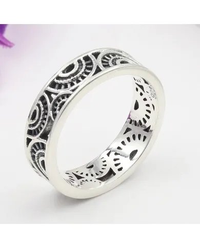 Oxidized 925 Sterling Silver Band Ring – Unique Design Jewelry