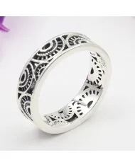 Oxidized 925 Sterling Silver Band Ring – Unique Design Jewelry