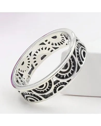 Oxidized 925 Sterling Silver Band Ring – Unique Design Jewelry