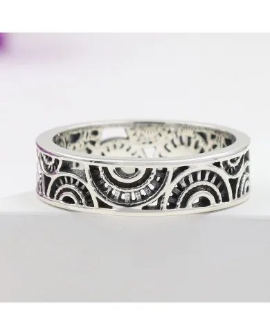 Oxidized 925 Sterling Silver Band Ring – Unique Design Jewelry