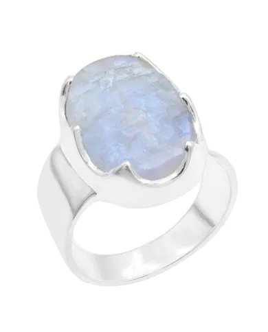 Raw Moonstone Ring in 925 Sterling Silver Handmade Gemstone Jewelry