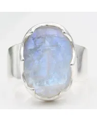 Raw Moonstone Ring in 925 Sterling Silver Handmade Gemstone Jewelry
