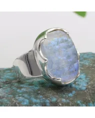 Raw Moonstone Ring in 925 Sterling Silver Handmade Gemstone Jewelry