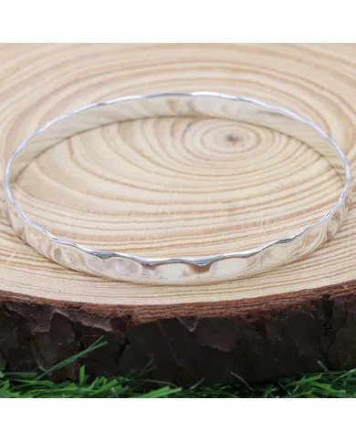 925 Sterling Silver Hammered Bangle Handmade Daily Wear Jewelry