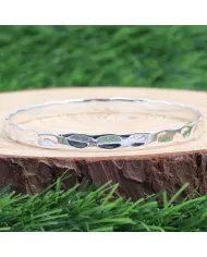 925 Sterling Silver Hammered Bangle Handmade Daily Wear Jewelry