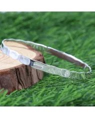 925 Sterling Silver Hammered Bangle Handmade Daily Wear Jewelry