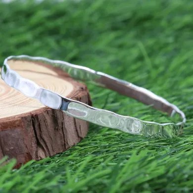 925 Sterling Silver Hammered Bangle Handmade Daily Wear Jewelry