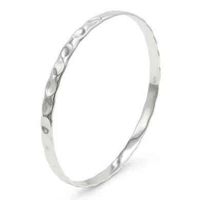 925 Sterling Silver Hammered Bangle Handmade Daily Wear Jewelry