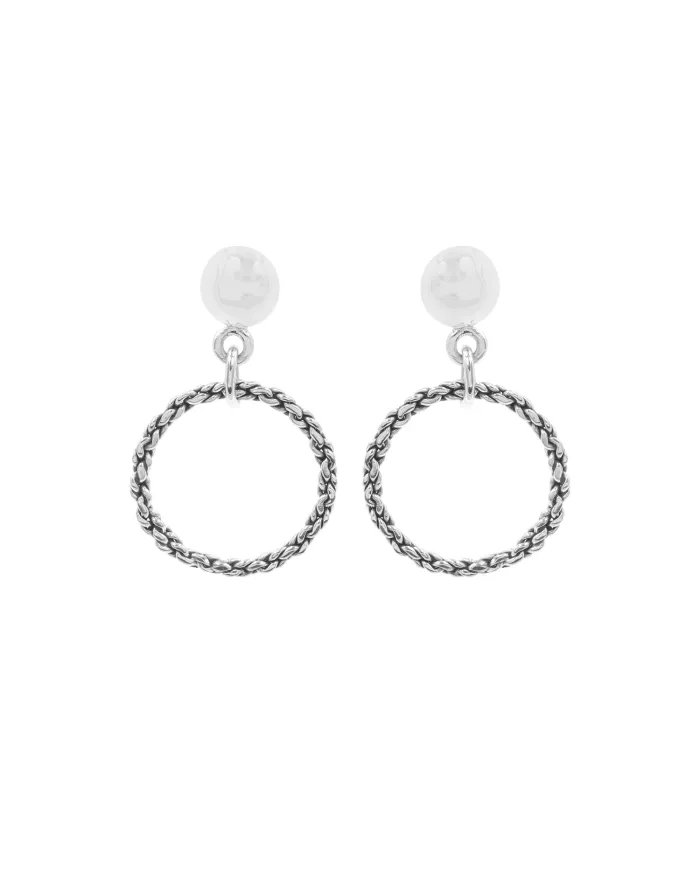 925 Sterling Silver Handmade Open Circle Dangle Earrings Gift for Her