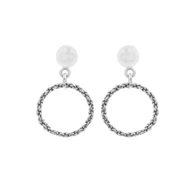925 Sterling Silver Handmade Open Circle Dangle Earrings Gift for Her