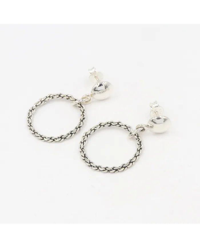 925 Sterling Silver Handmade Open Circle Dangle Earrings Gift for Her