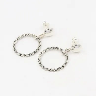 925 Sterling Silver Handmade Open Circle Dangle Earrings Gift for Her
