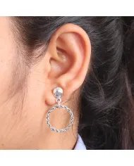 925 Sterling Silver Handmade Open Circle Dangle Earrings Gift for Her