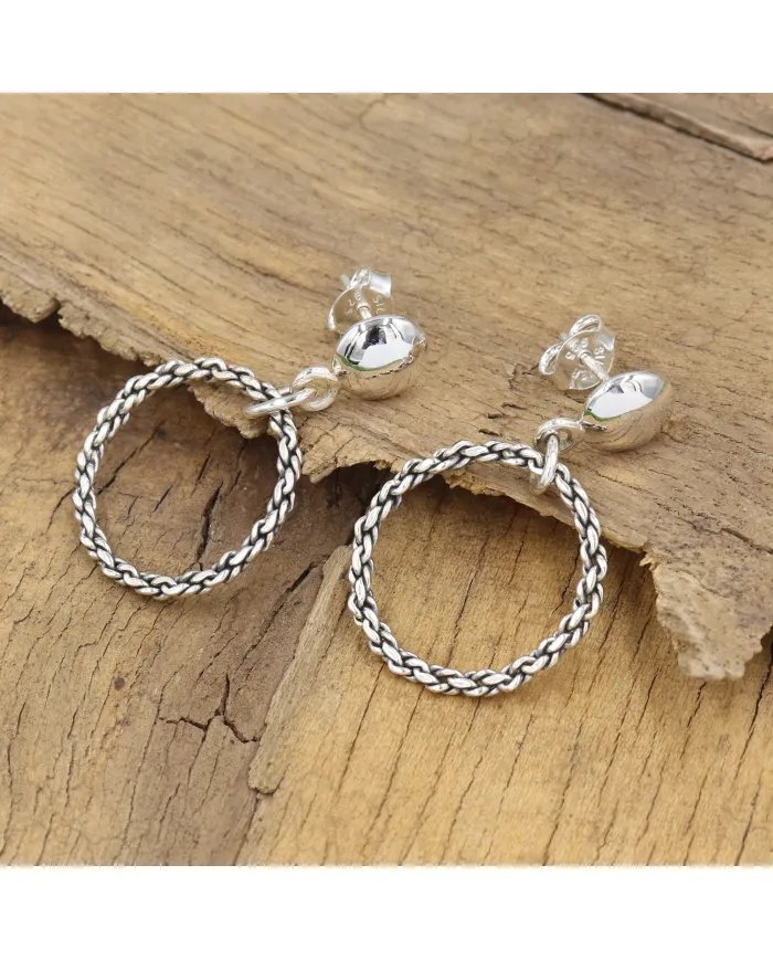 925 Sterling Silver Handmade Open Circle Dangle Earrings Gift for Her