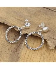925 Sterling Silver Handmade Open Circle Dangle Earrings Gift for Her