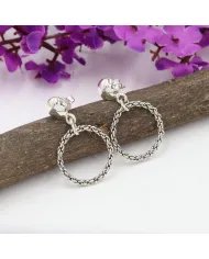 925 Sterling Silver Handmade Open Circle Dangle Earrings Gift for Her