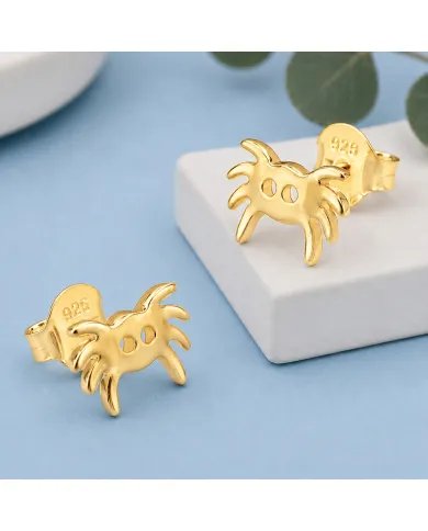 Gold Plated Crab Stud Earrings | 925 Silver Ocean-Inspired Jewelry