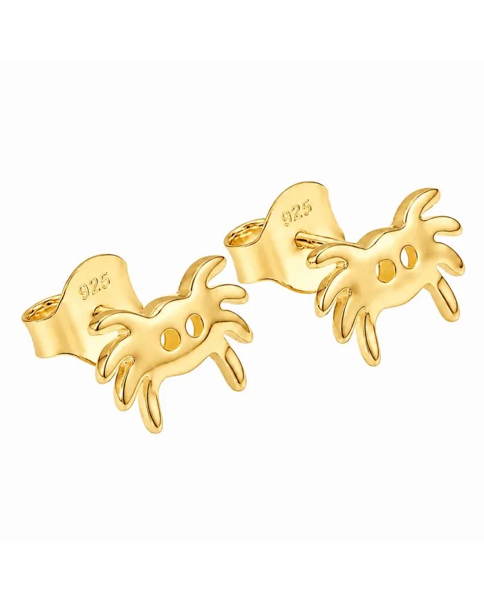 Gold Plated Crab Stud Earrings | 925 Silver Ocean-Inspired Jewelry