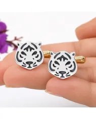 Silver & Brass Tiger Face Cufflinks – Handmade Luxury Men’s Gift
