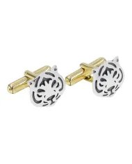 Silver & Brass Tiger Face Cufflinks – Handmade Luxury Men’s Gift