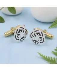Silver & Brass Tiger Face Cufflinks – Handmade Luxury Men’s Gift