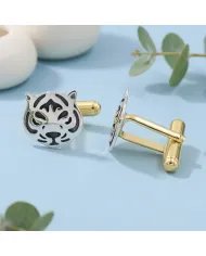 Silver & Brass Tiger Face Cufflinks – Handmade Luxury Men’s Gift