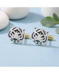 Silver & Brass Tiger Face Cufflinks – Handmade Luxury Men’s Gift